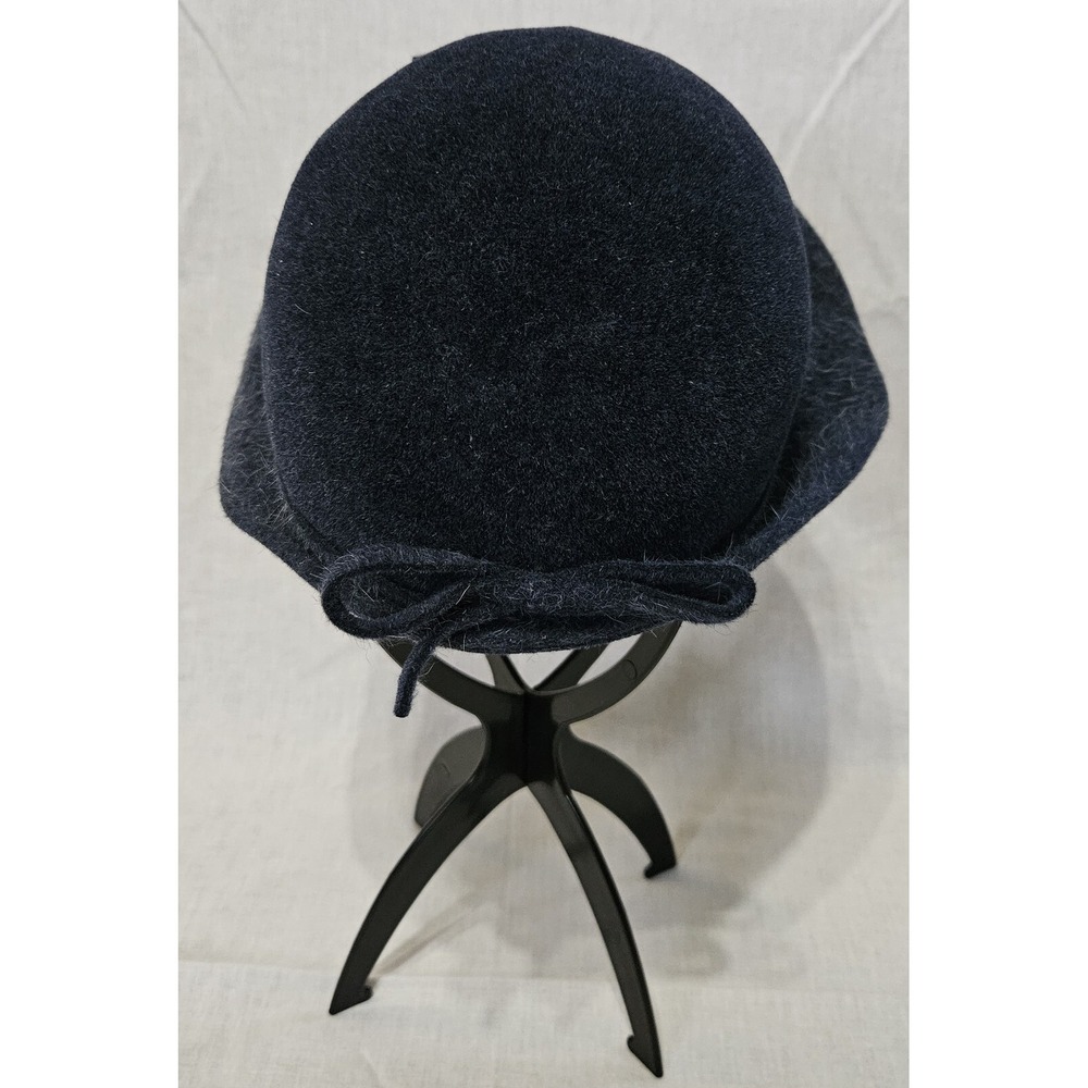 Vintage 50s Navy Wool Felt Structured Hat O'Neil's Akron - Picture 2 of 5